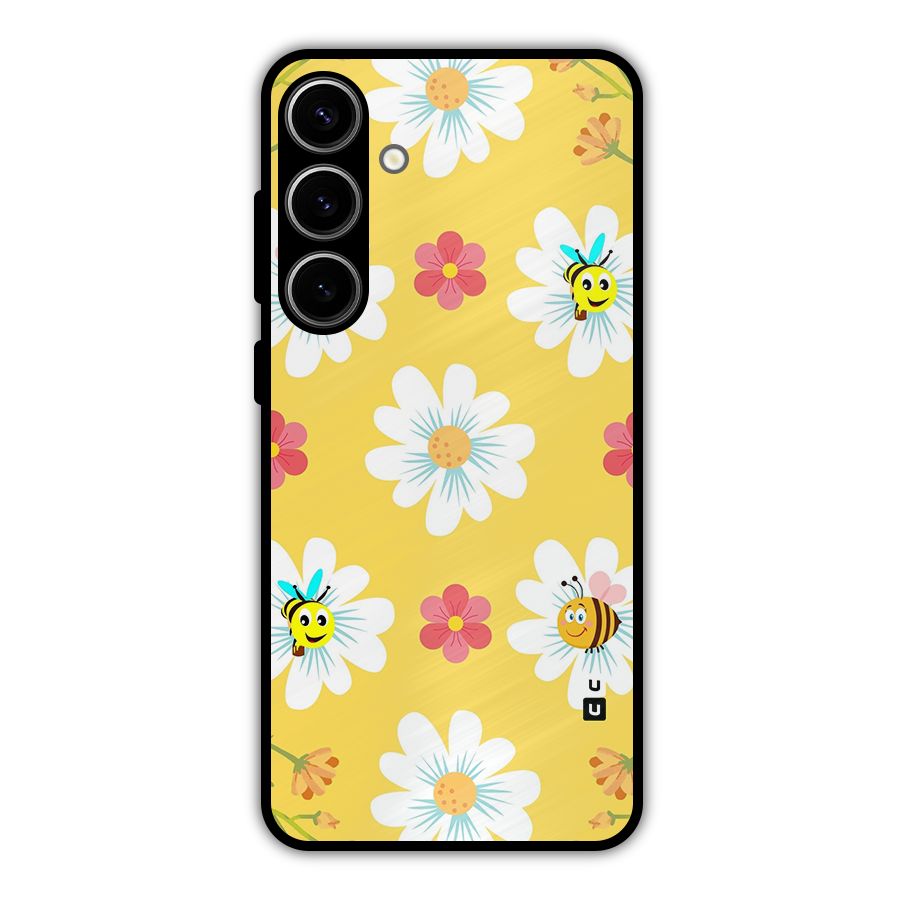 Happy Flowers Metal Back Case for Galaxy S24 Plus