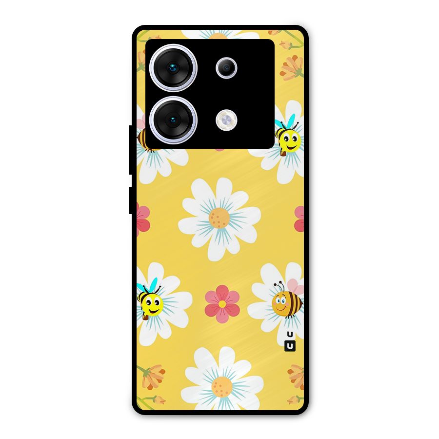 Happy Flowers Metal Back Case for Infinix Zero 30 5G