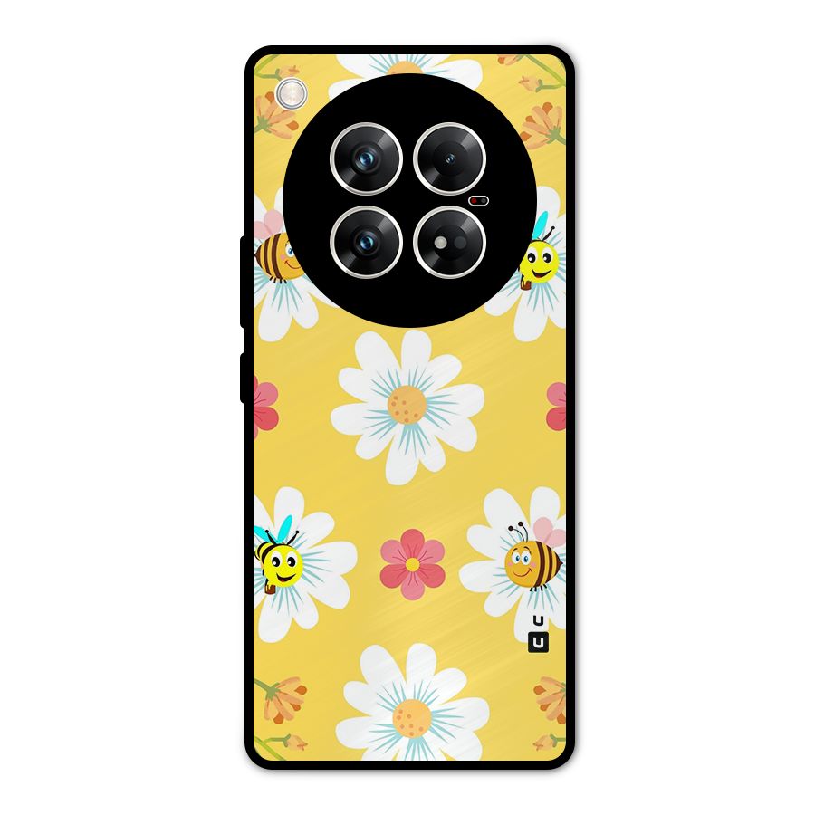 Happy Flowers Metal Back Case for Infinix Zero 40 5G