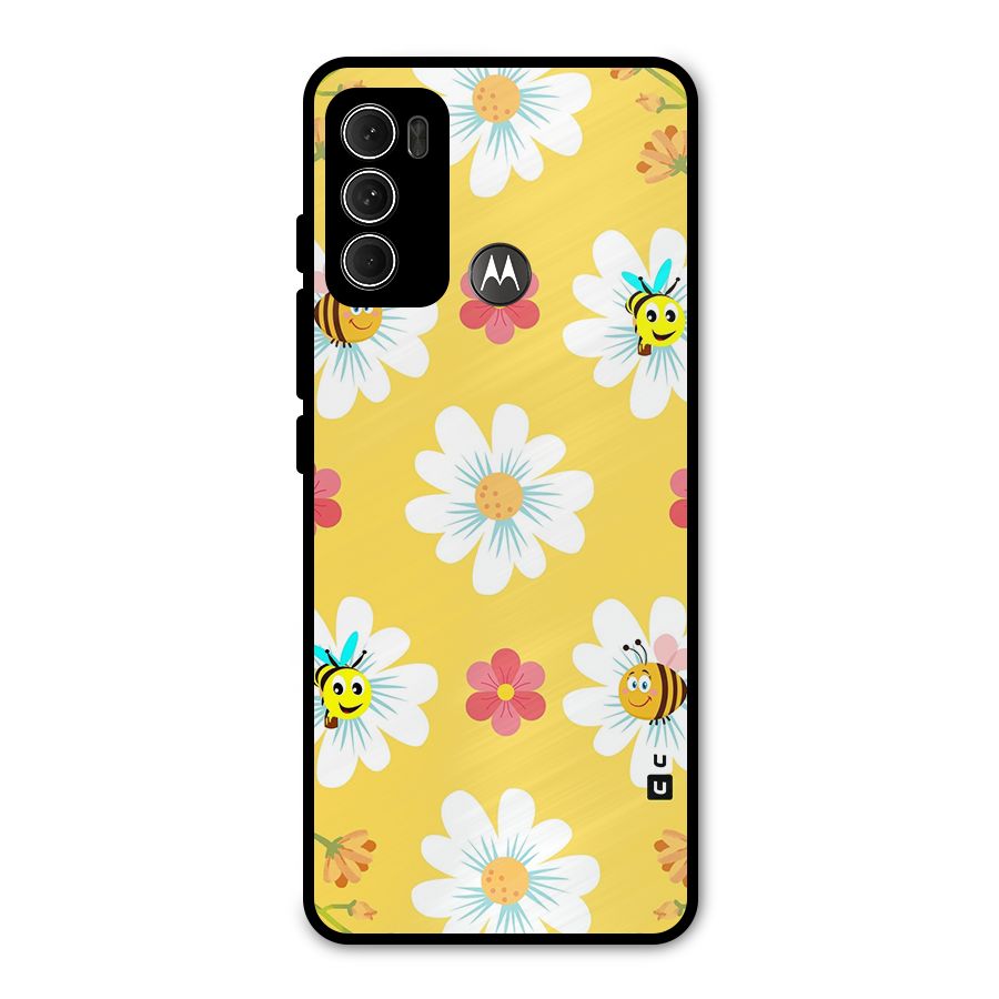 Happy Flowers Metal Back Case for Moto G60