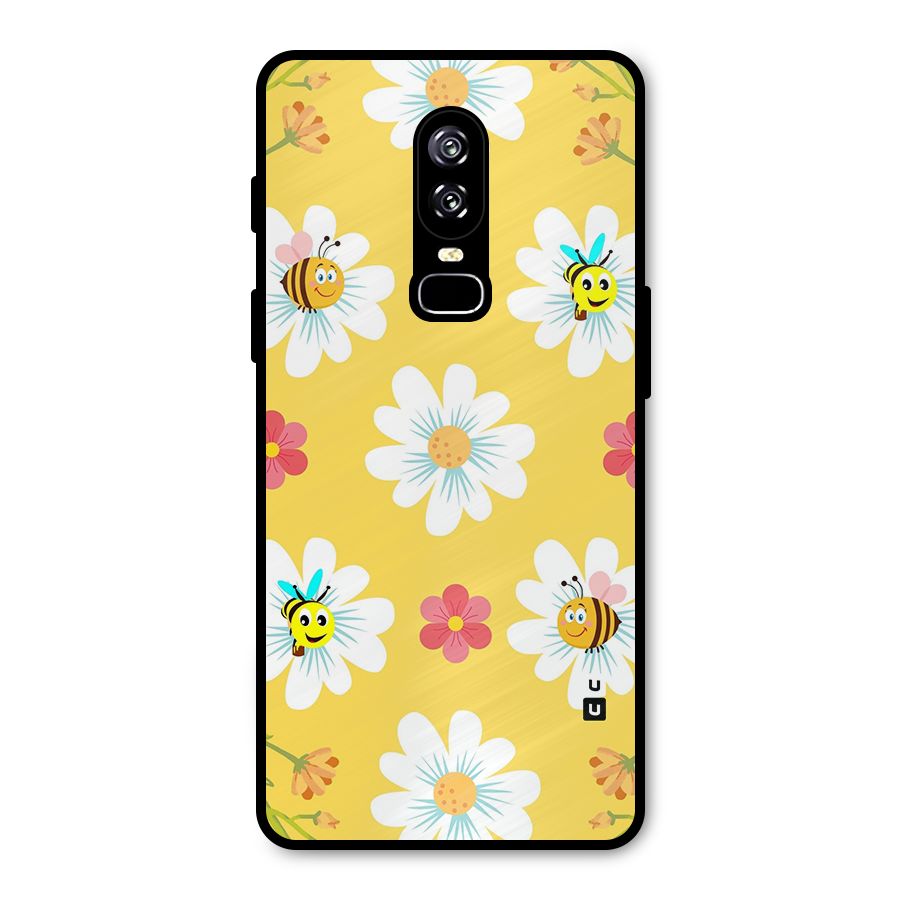 Happy Flowers Metal Back Case for OnePlus 6