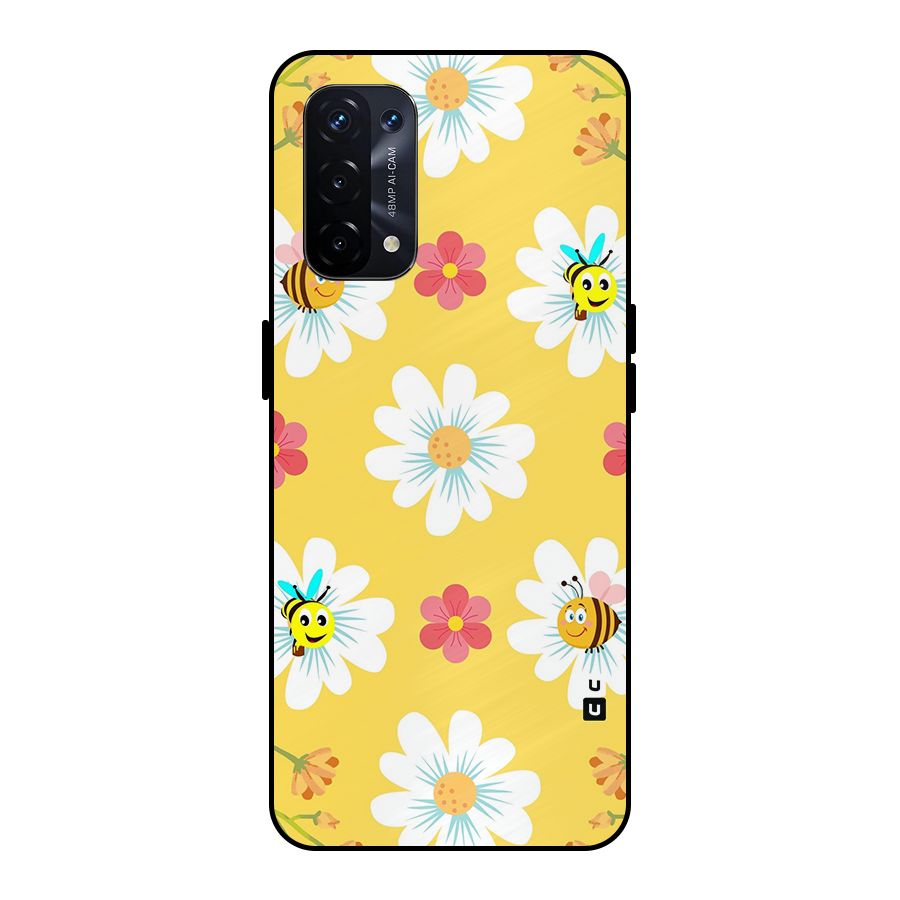 Happy Flowers Metal Back Case for Oppo A74 5G