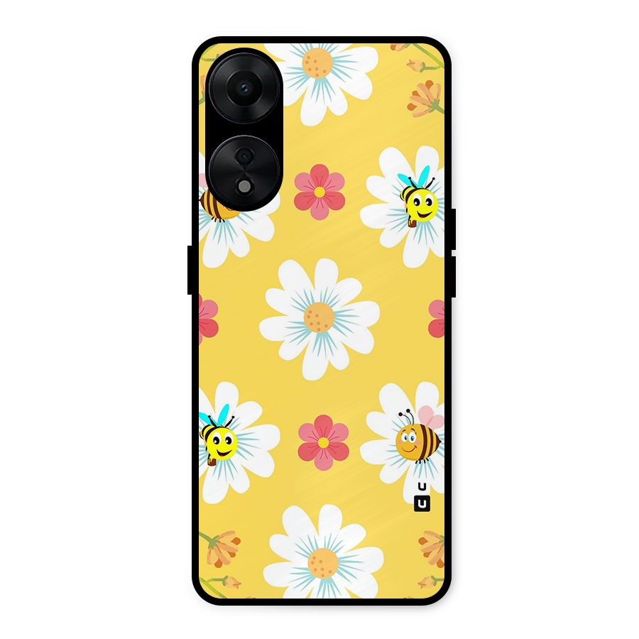 Happy Flowers Metal Back Case for Oppo A78 5G