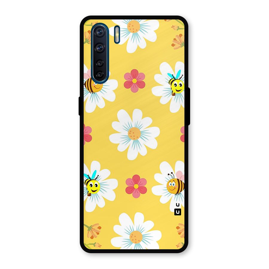 Happy Flowers Metal Back Case for Oppo F15