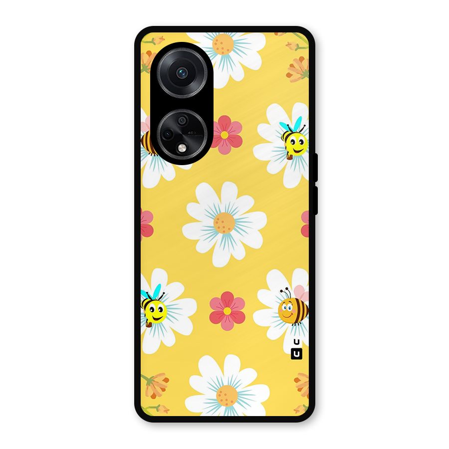 Happy Flowers Metal Back Case for Oppo F23
