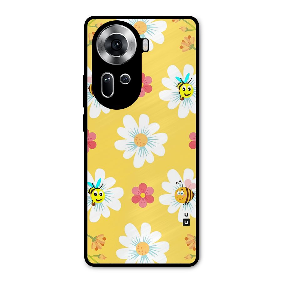 Happy Flowers Metal Back Case for Oppo Reno11 5G