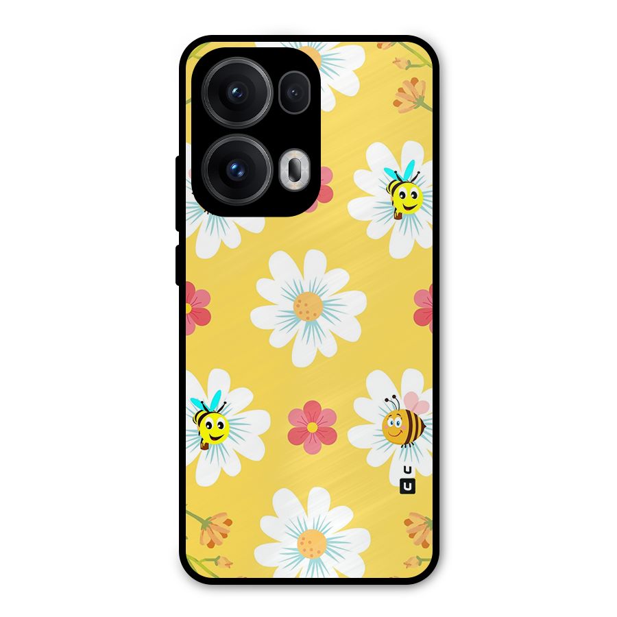 Happy Flowers Metal Back Case for Oppo Reno13 Pro