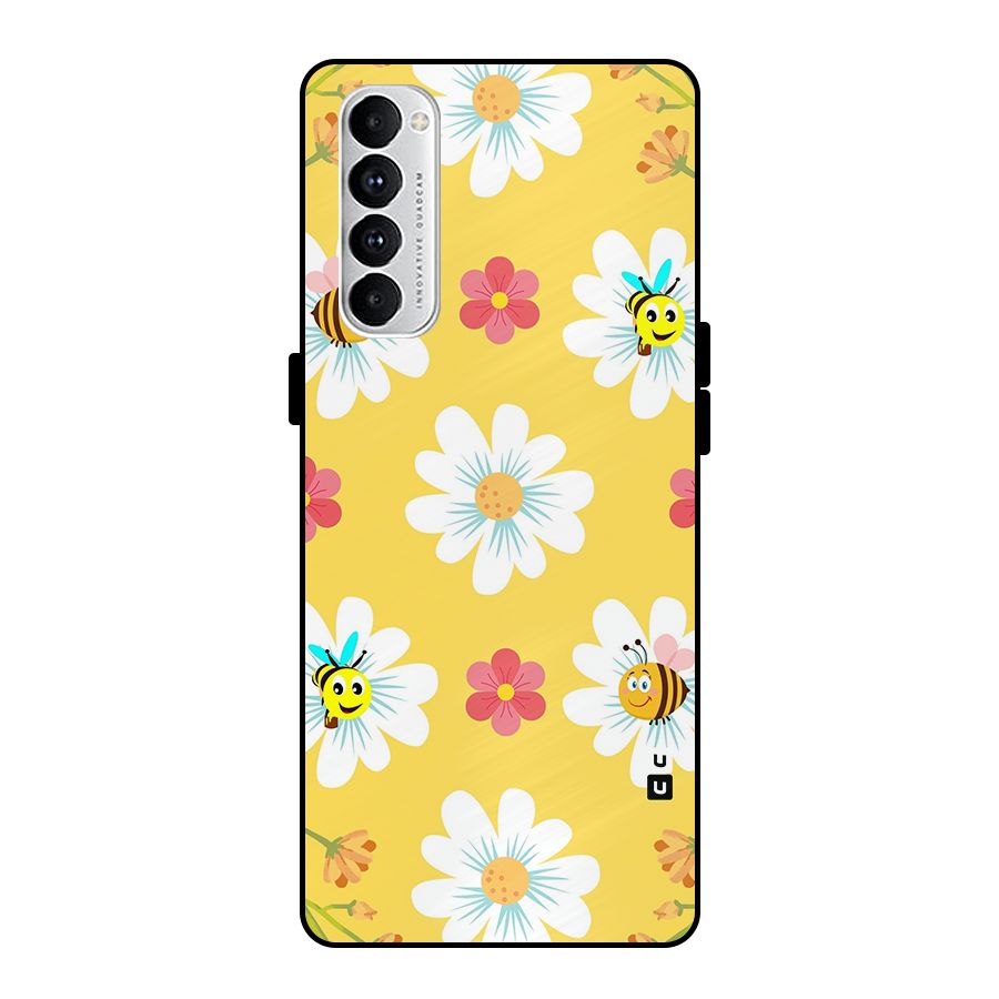 Happy Flowers Metal Back Case for Oppo Reno4 Pro