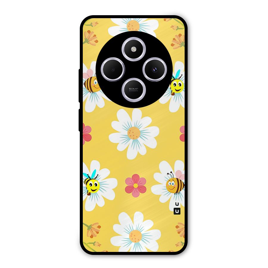 Happy Flowers Metal Back Case for Poco C75 5G