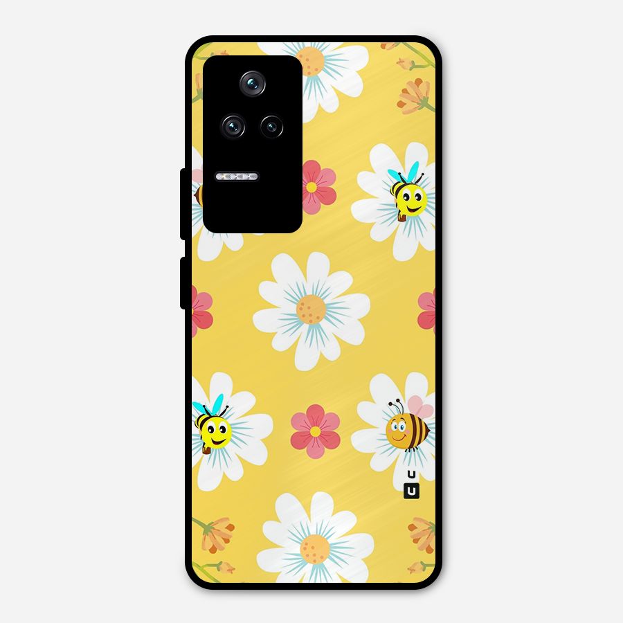 Happy Flowers Metal Back Case for Poco F4 5G