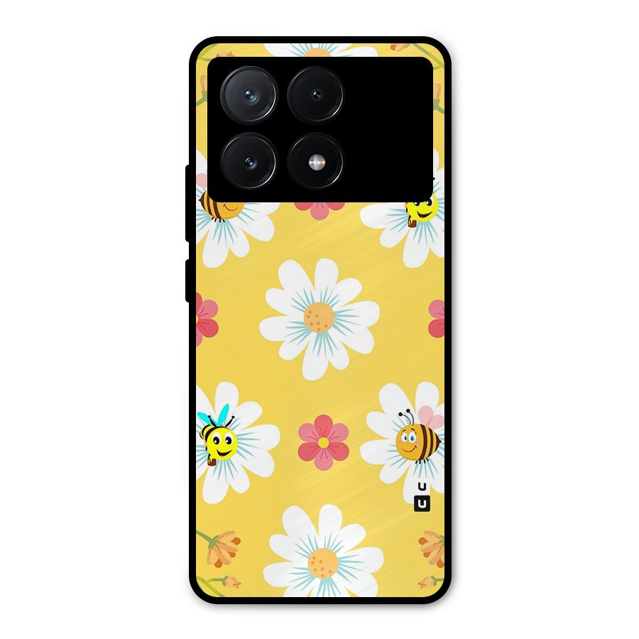 Happy Flowers Metal Back Case for Poco X6 Pro