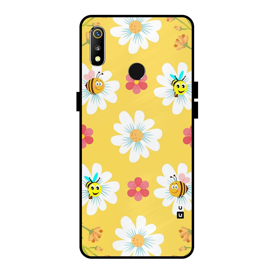 Happy Flowers Metal Back Case for Realme 3