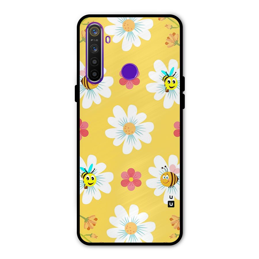 Happy Flowers Metal Back Case for Realme 5i