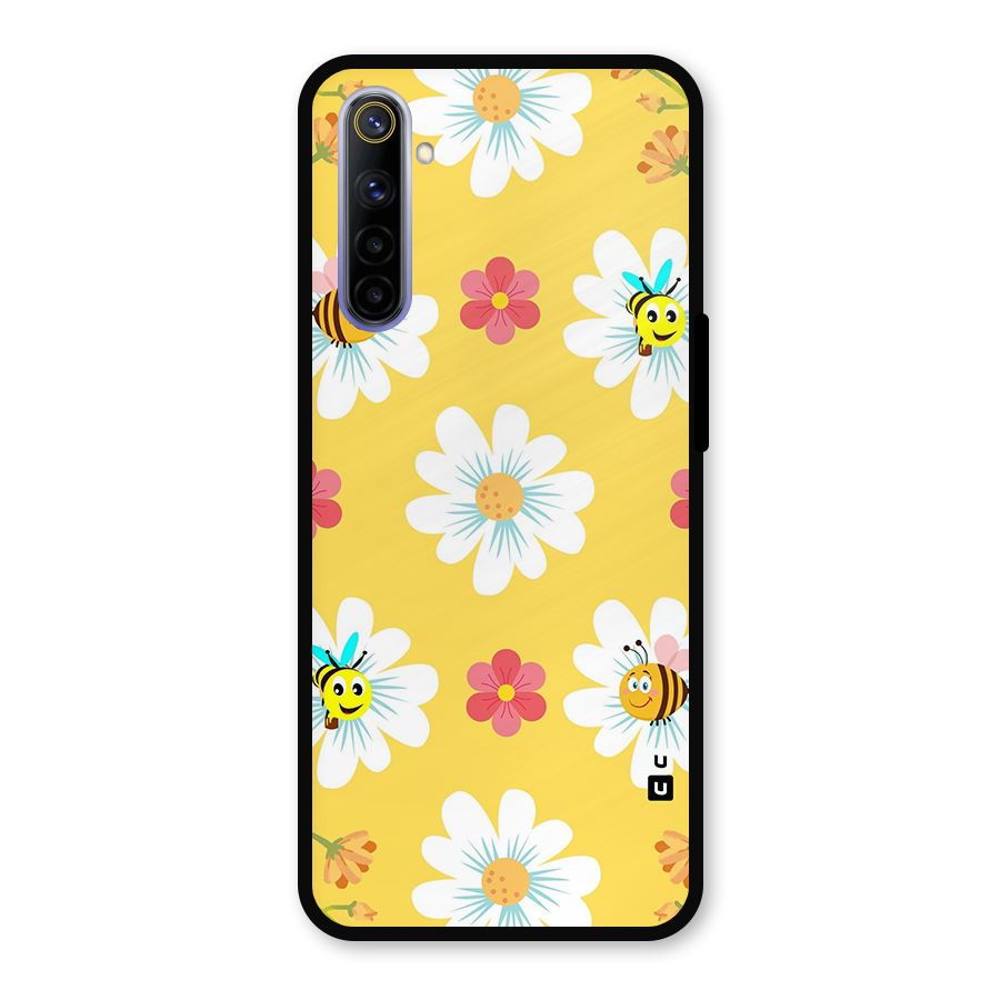 Happy Flowers Metal Back Case for Realme 6i