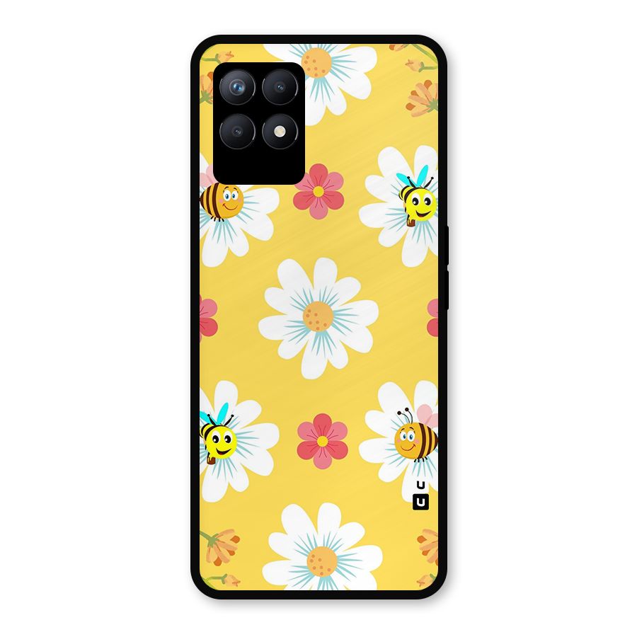Happy Flowers Metal Back Case for Realme 8i