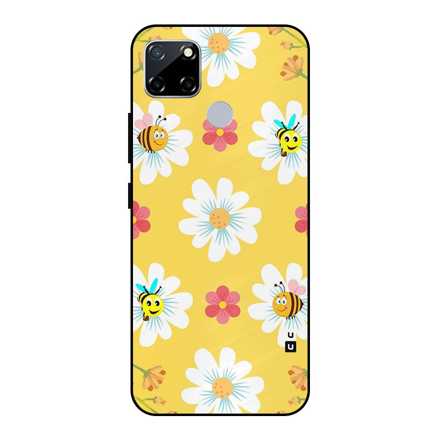 Happy Flowers Metal Back Case for Realme Narzo 20