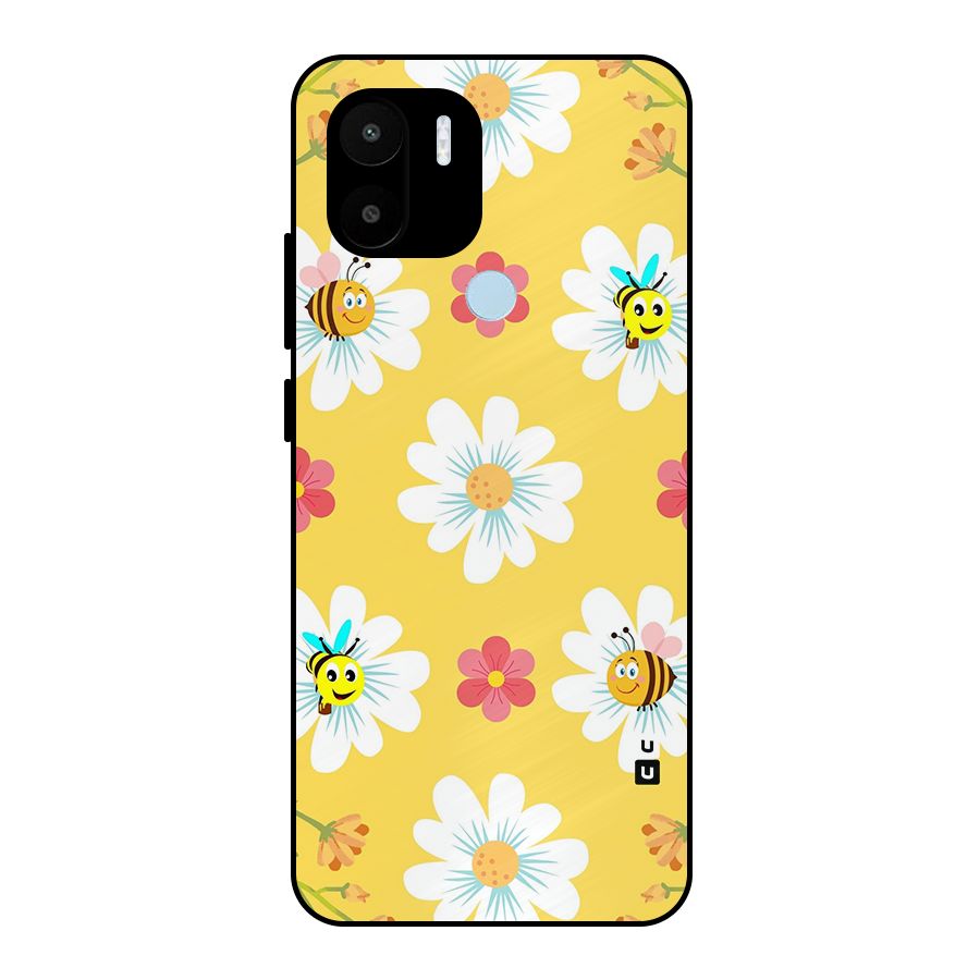 Happy Flowers Metal Back Case for Redmi A2+