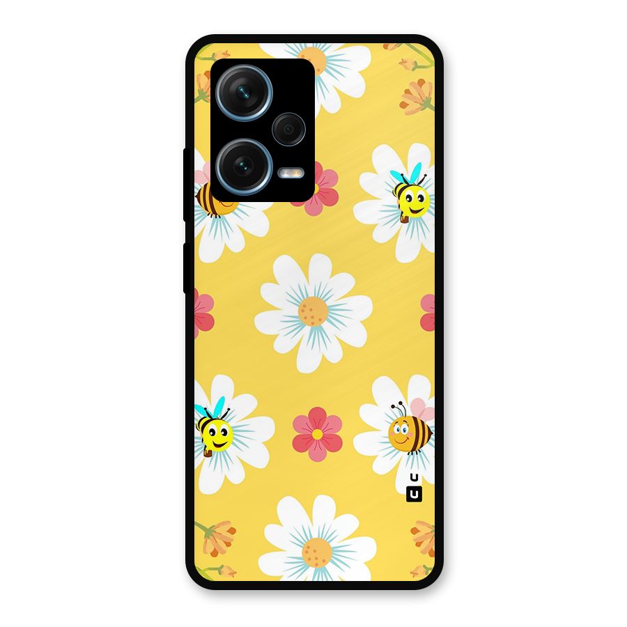 Happy Flowers Metal Back Case for Redmi Note 12 Pro Plus 5G