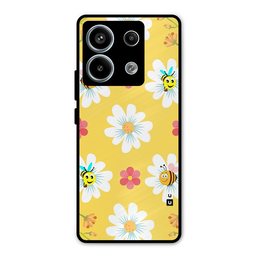 Happy Flowers Metal Back Case for Redmi Note 13 Pro 5G