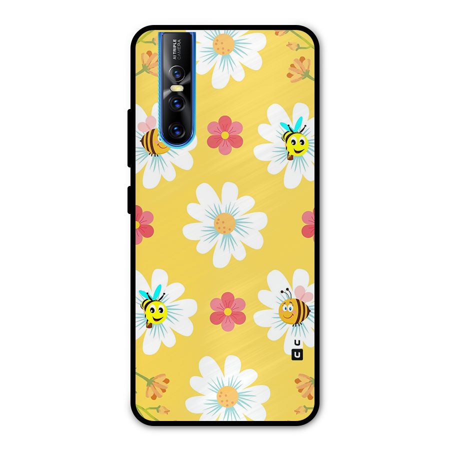 Happy Flowers Metal Back Case for Vivo V15 Pro