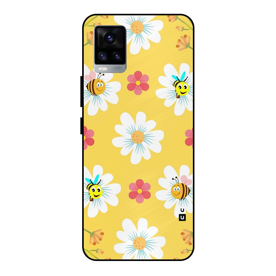 Happy Flowers Metal Back Case for Vivo V20 2021