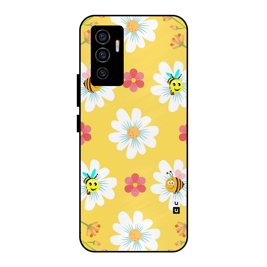 Happy Flowers Metal Back Case for Vivo V23e