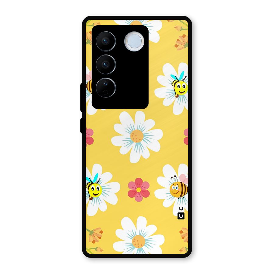 Happy Flowers Metal Back Case for Vivo V27