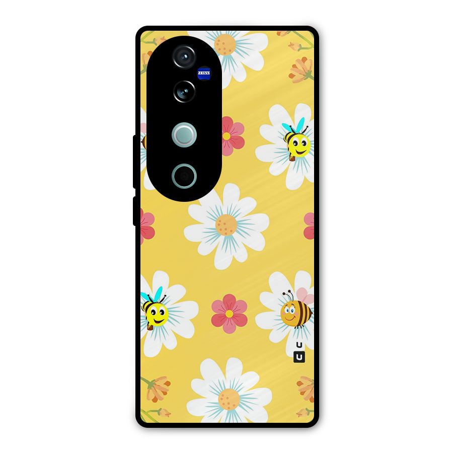 Happy Flowers Metal Back Case for Vivo V40