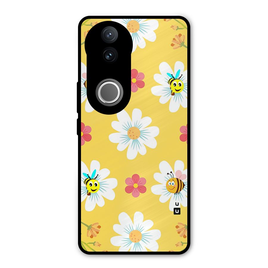 Happy Flowers Metal Back Case for Vivo V50e