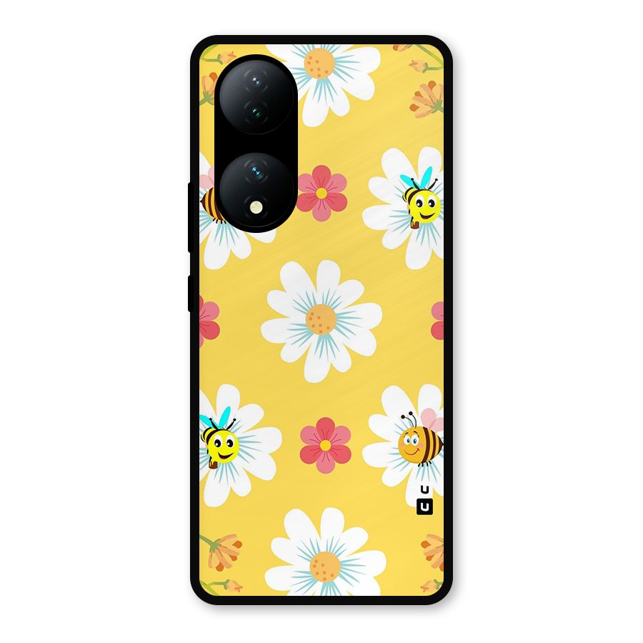 Happy Flowers Metal Back Case for Vivo Y100a