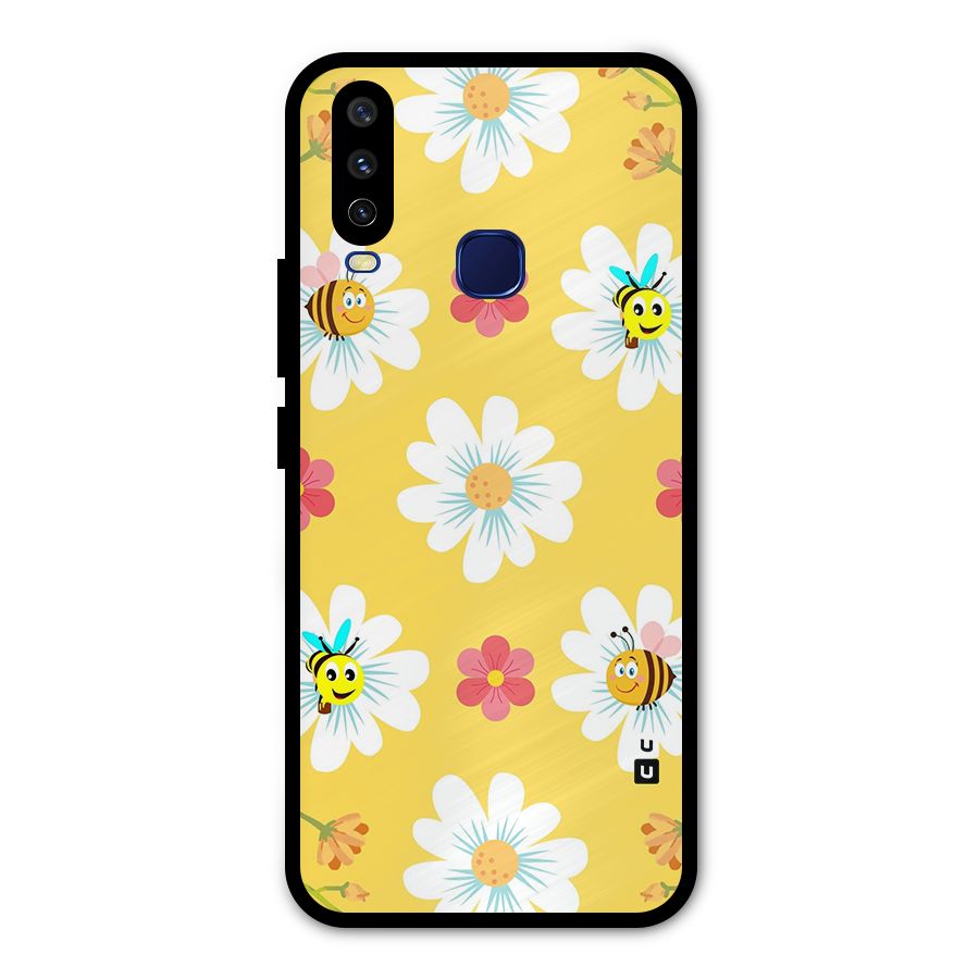 Happy Flowers Metal Back Case for Vivo Y12