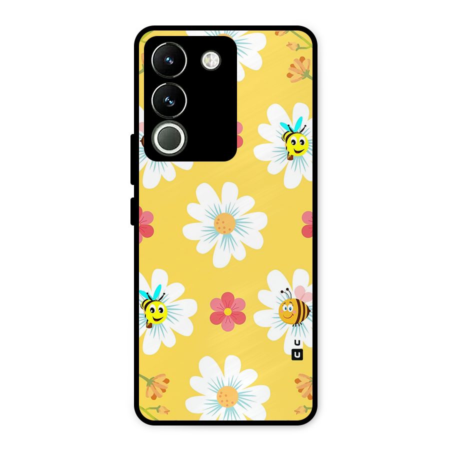 Happy Flowers Metal Back Case for Vivo Y200