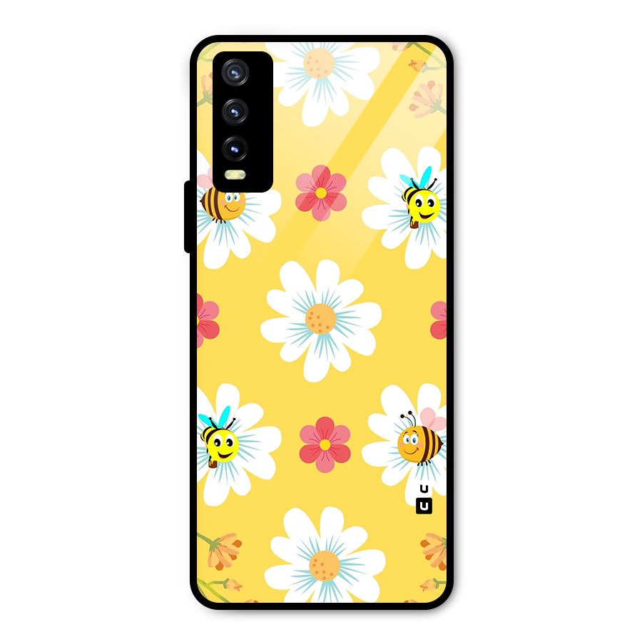 Happy Flowers Metal Back Case for Vivo Y20g