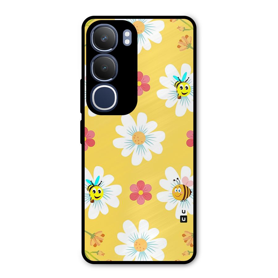 Happy Flowers Metal Back Case for Vivo Y29