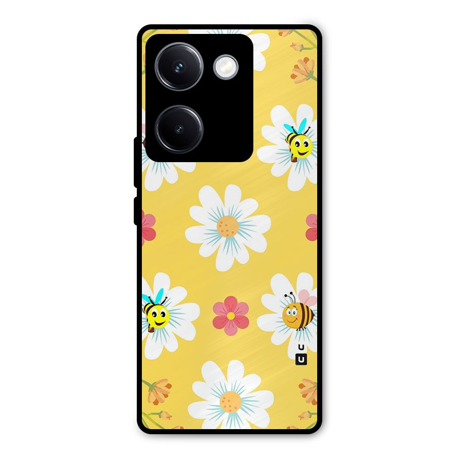 Happy Flowers Metal Back Case for Vivo Y300 Plus