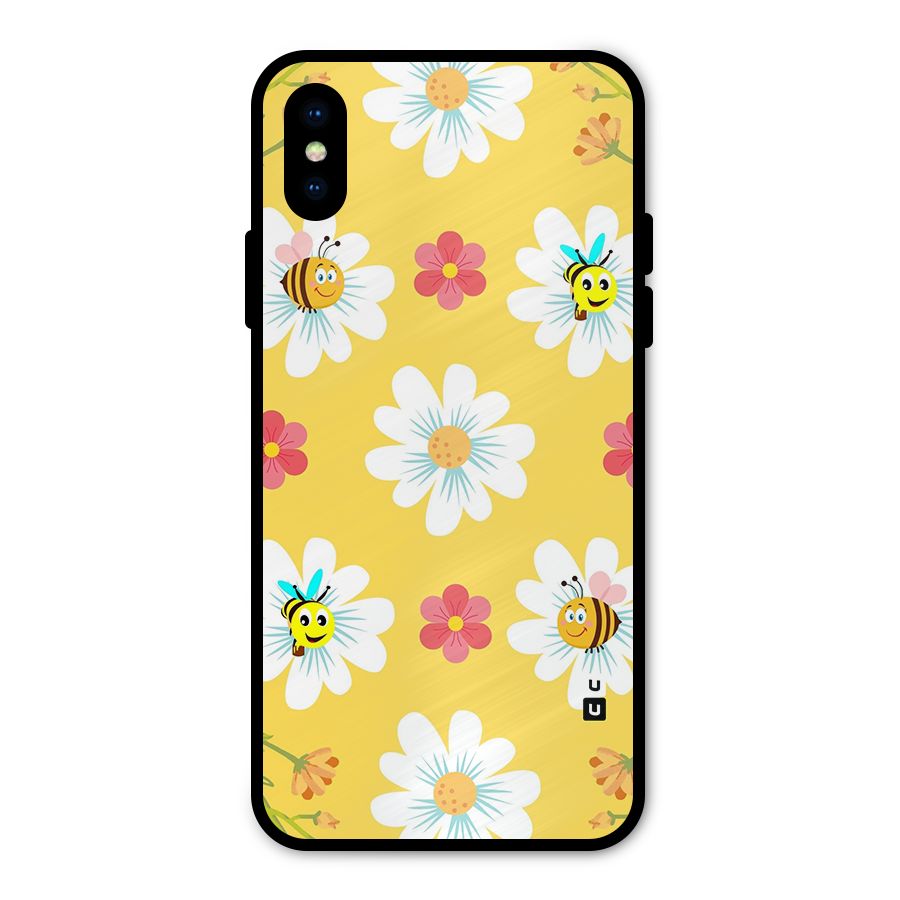 Happy Flowers Metal Back Case for iPhone X