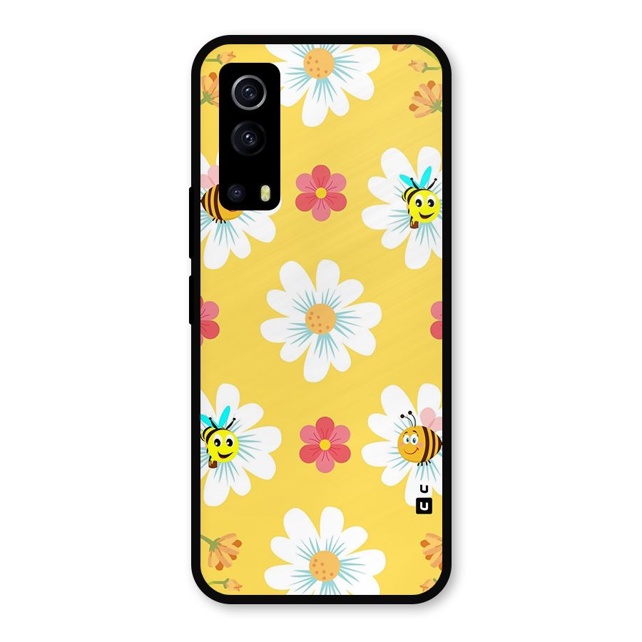 Happy Flowers Metal Back Case for iQOO Z3