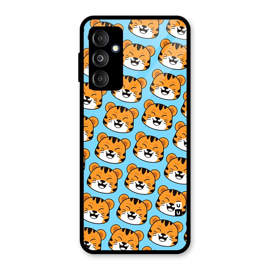 Happy Kitten Pattern Glass Back Case for Galaxy M14 5G