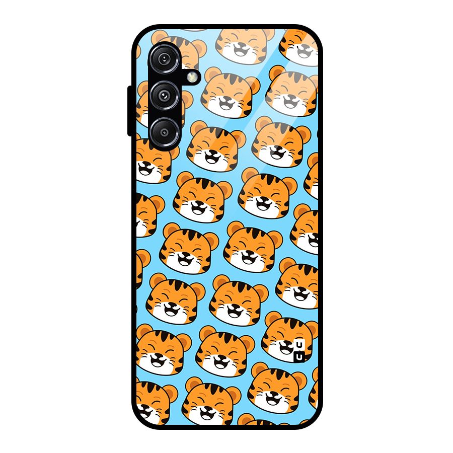 Happy Kitten Pattern Glass Back Case for Galaxy M34 5G