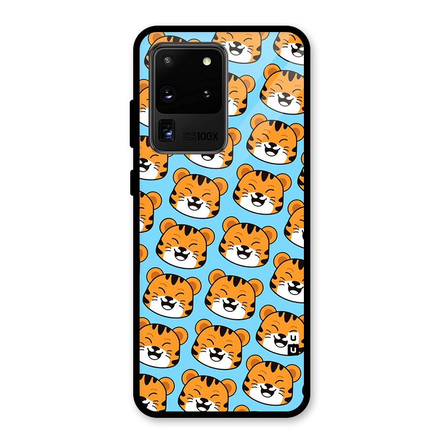 Happy Kitten Pattern Glass Back Case for Galaxy S20 Ultra