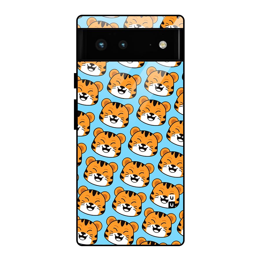 Happy Kitten Pattern Glass Back Case for Google Pixel 6