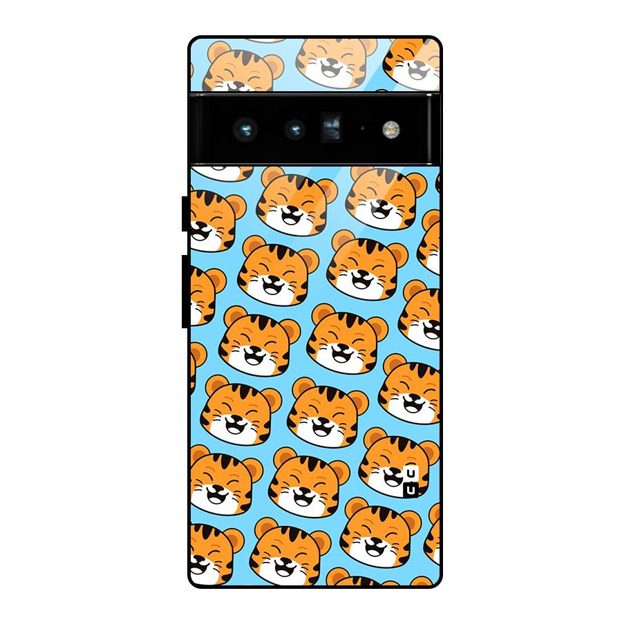 Happy Kitten Pattern Glass Back Case for Google Pixel 6 Pro