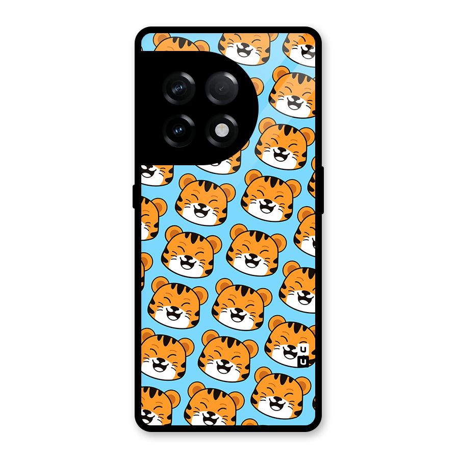 Happy Kitten Pattern Glass Back Case for OnePlus 11R