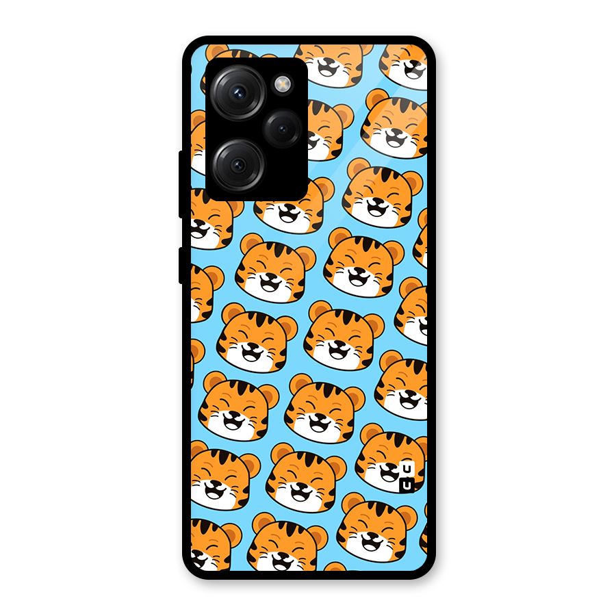 Happy Kitten Pattern Glass Back Case for Poco X5 Pro