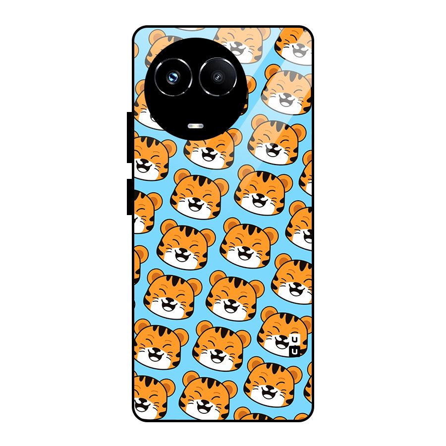 Happy Kitten Pattern Glass Back Case for Realme Narzo 60X