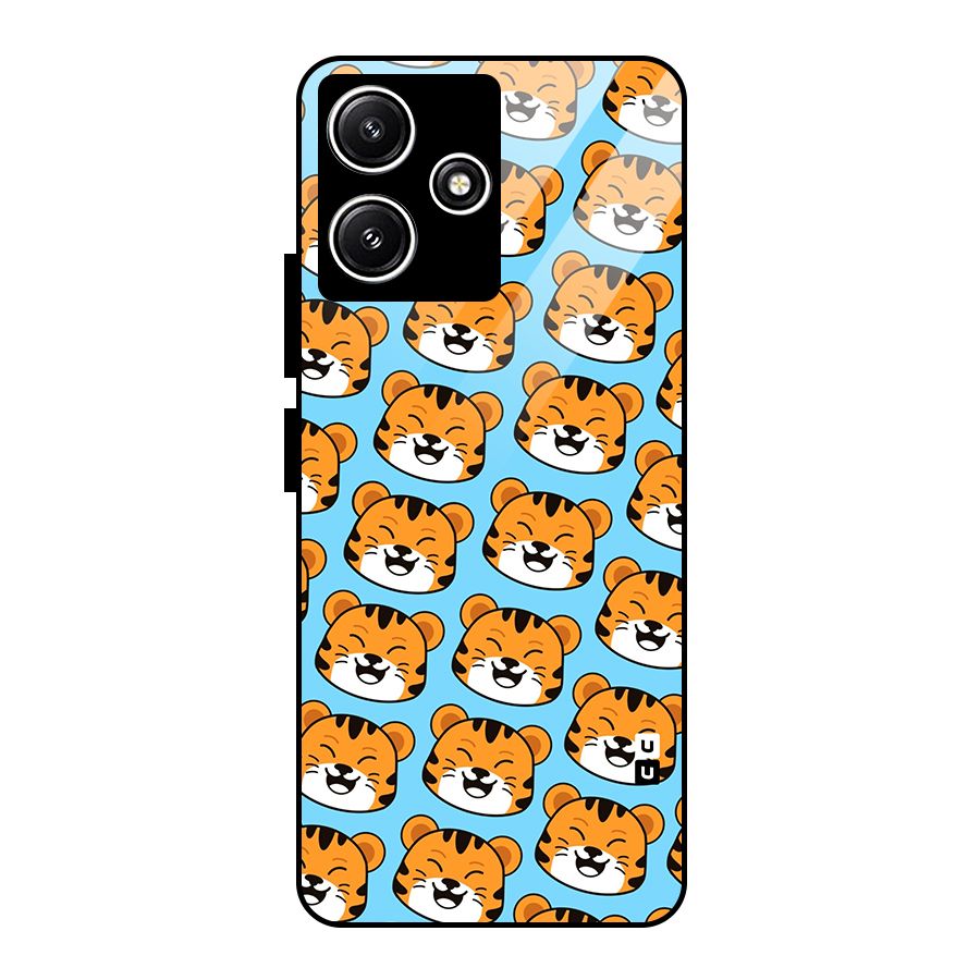 Happy Kitten Pattern Glass Back Case for Redmi 12 5G