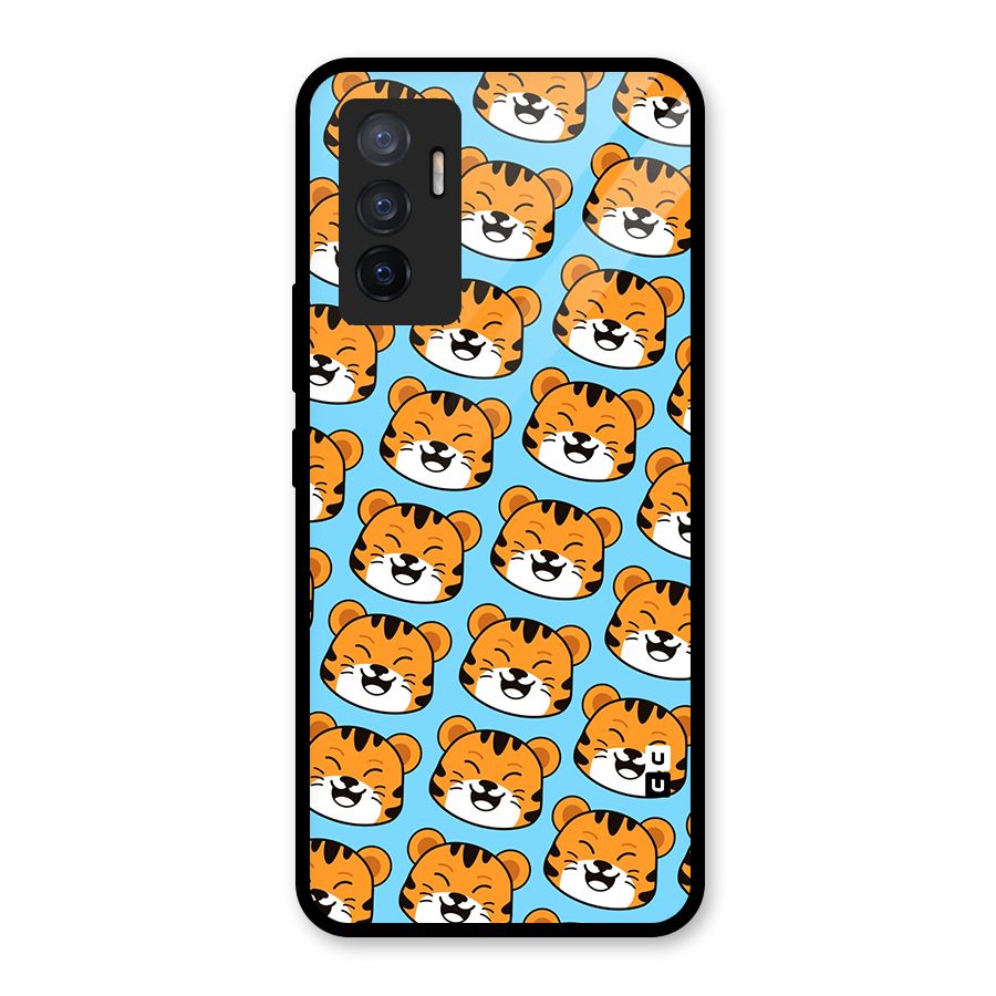 Happy Kitten Pattern Glass Back Case for Vivo V23e