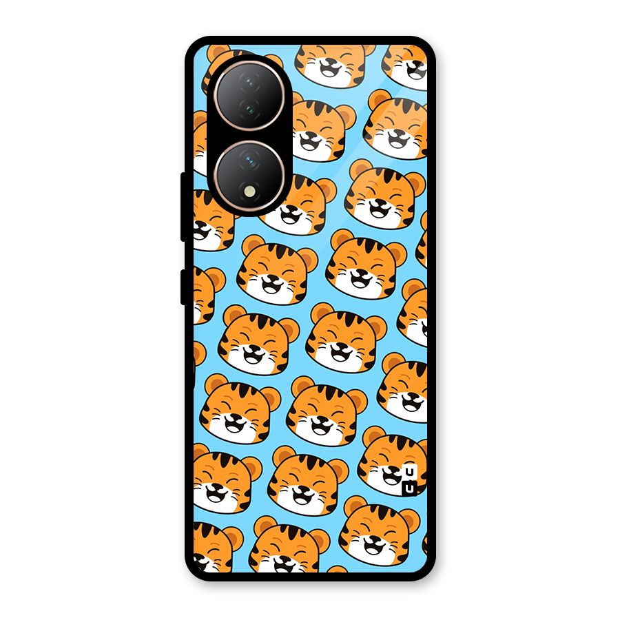 Happy Kitten Pattern Glass Back Case for Vivo Y100A