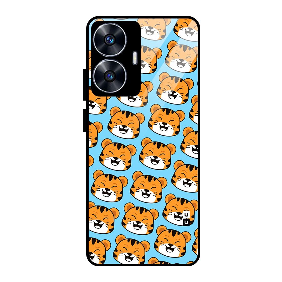 Happy Kitten Pattern Glass Back Case for realme C55