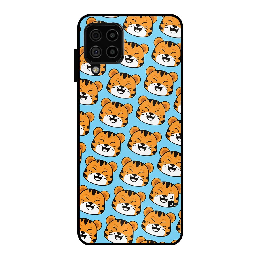 Happy Kitten Pattern Metal Back Case for Galaxy A22 4G
